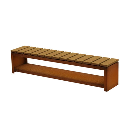 Banc en Corten 3mm + stockage bûches