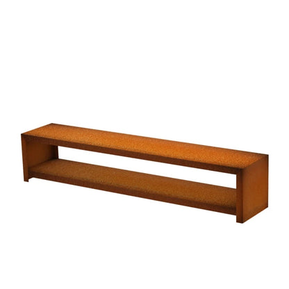 Banc en Corten 3mm + stockage bûches